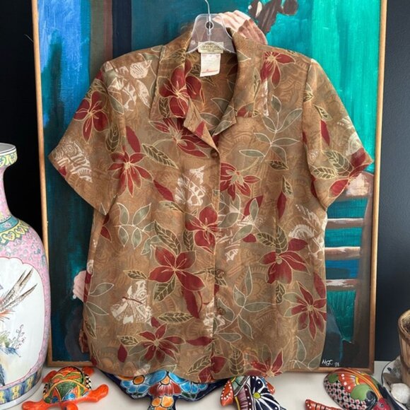 Vintage 80s Boho Floral Button-Up Blouse size 12 - Picture 9 of 15
